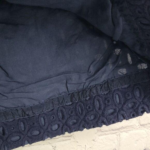 J. Crew Eyelet Lace Mini Skirt Navy Blue Size 0 A-line Lined Neutral Casual XS - Picture 6 of 9